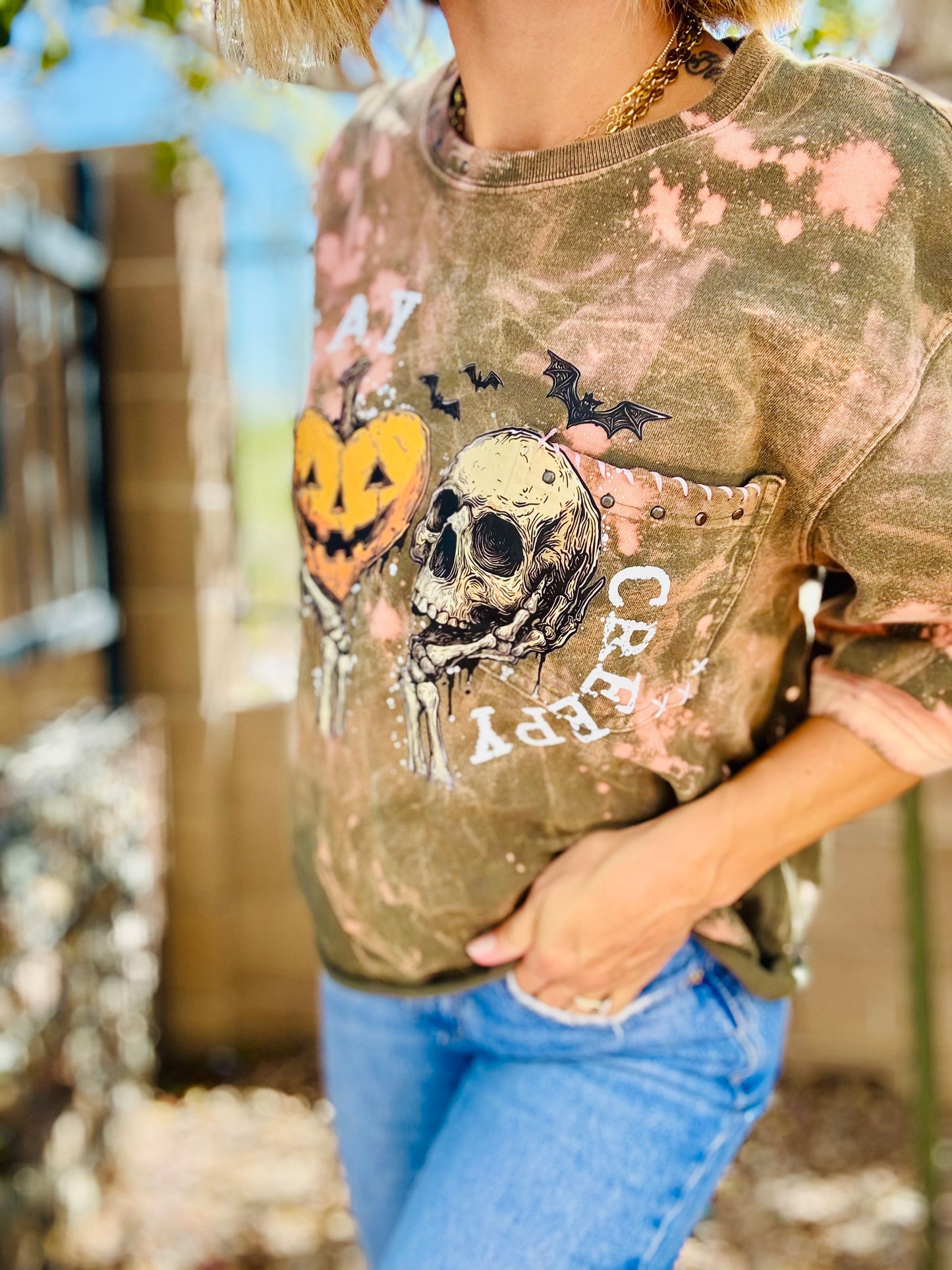 MD- stay creepy +HUSBAND POCKET SHIRT -SMALL