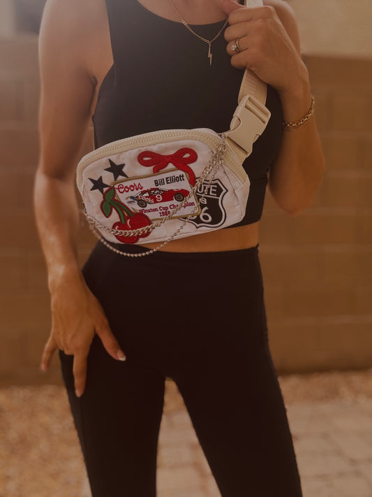 BB-Vintage race  - Creme checkered BELT BAG