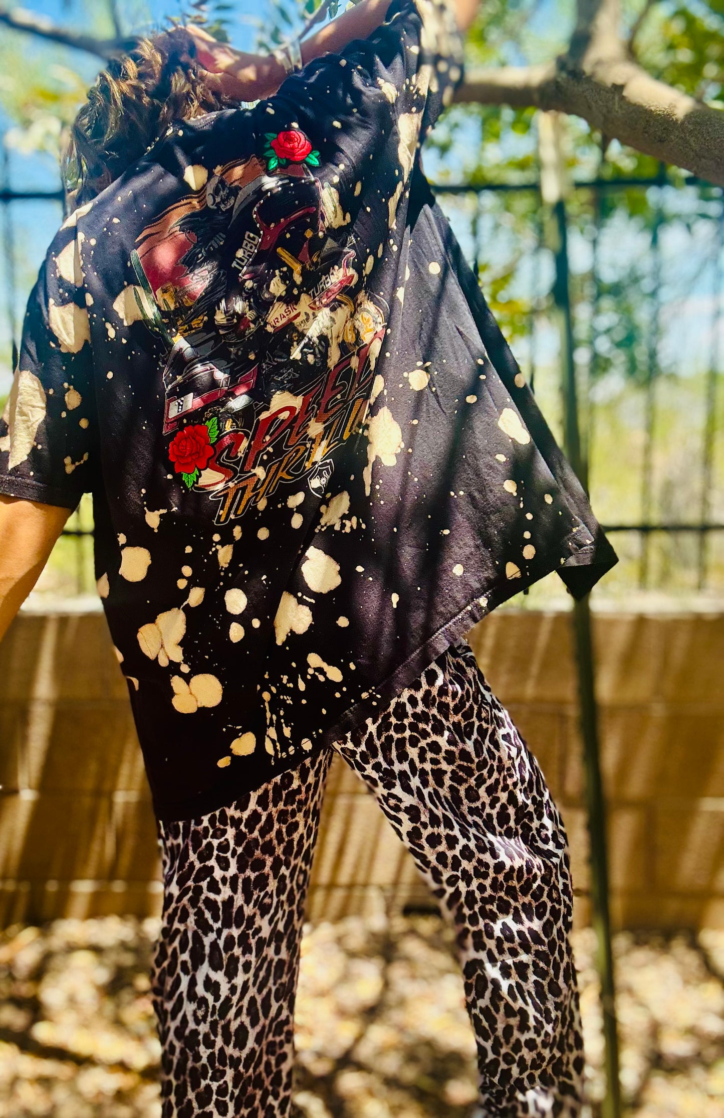 TEE- biker babe energy - DAD KIMONO TEE MENS LARGE