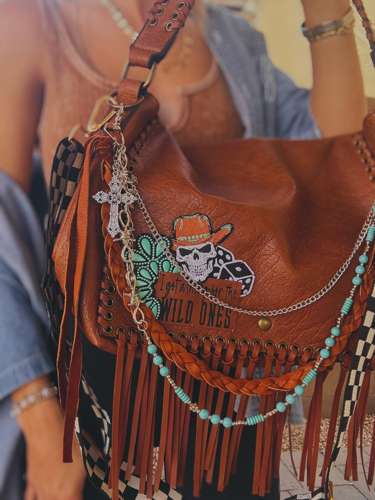 FC-wild ones turquoise skull* - crossbody strap included** The Jerome**
