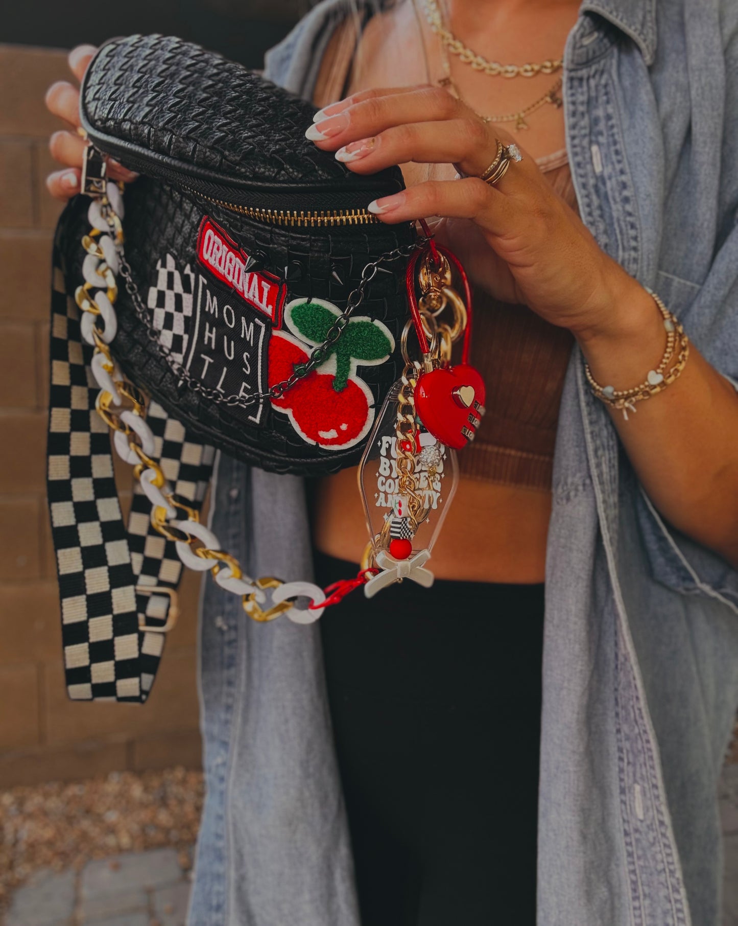 FC-original momhustle + upgraded checkered strap OG+PHOENIX BAG