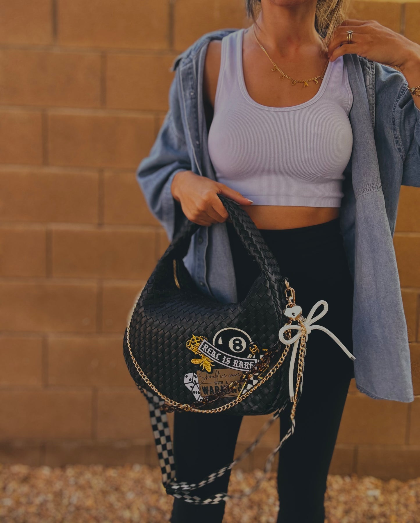 FC-Real is Rare+ come with a warning UPCYCLED Authentic button +black bag   *CHANDLER BAG**