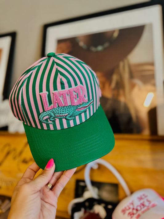 CT-   LATER GATOR +premium embroidery +STRIPED +full canvas SNAPBACK TRUCKER