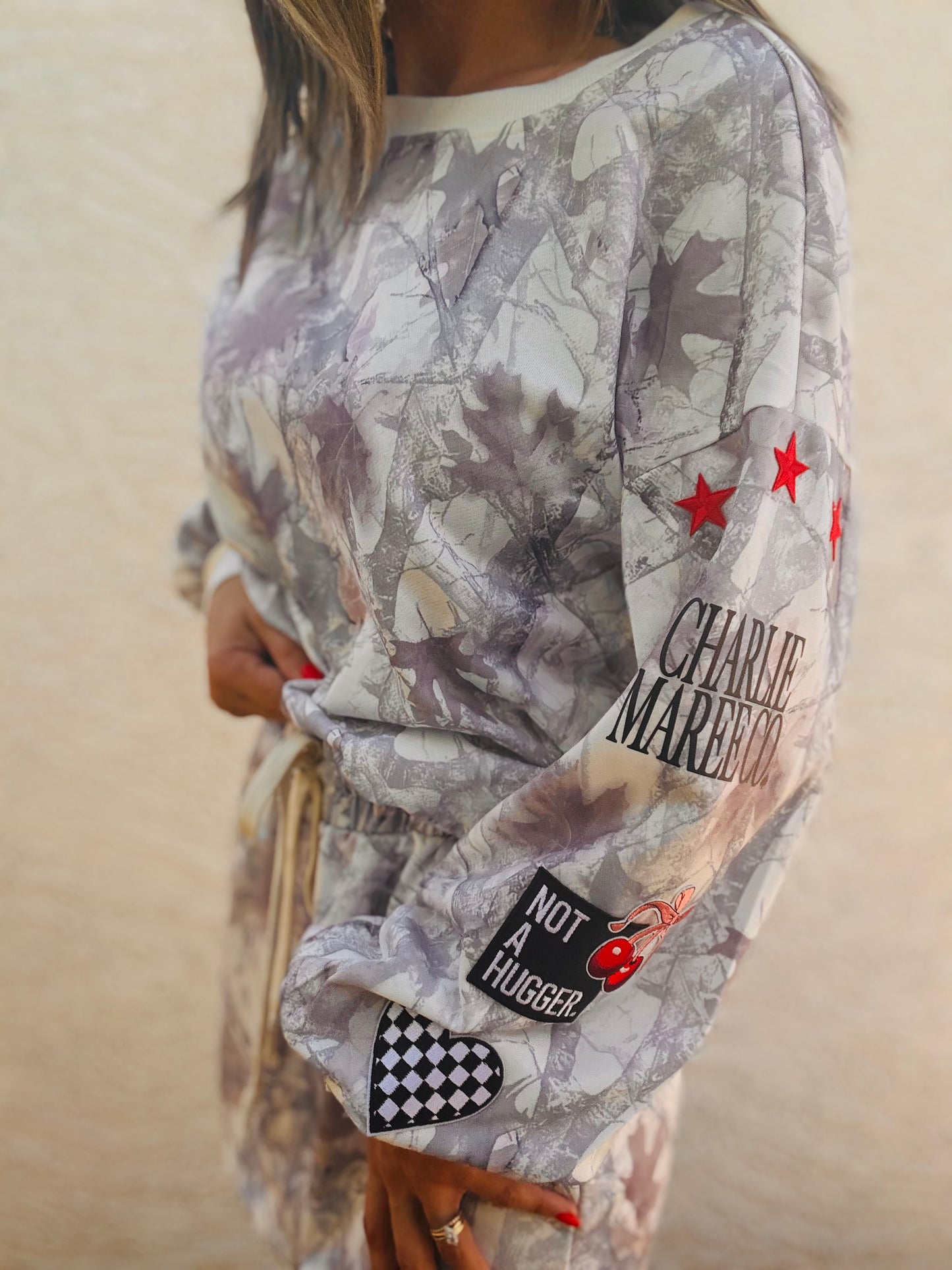 BBH-Camo Sweater & Short Set- not a hugger +red
