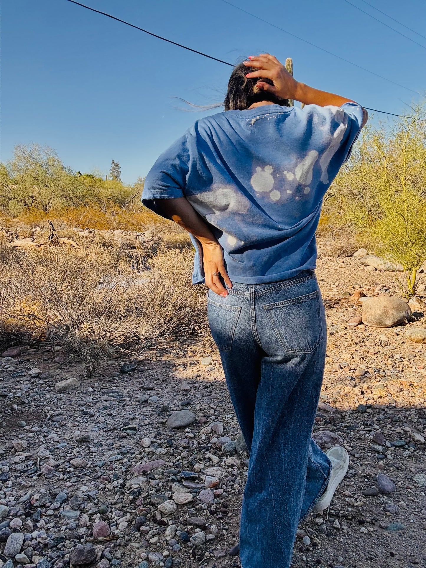HD-mama blue DISTRESSED POCKET SHIRT - MENS 2XL CUT