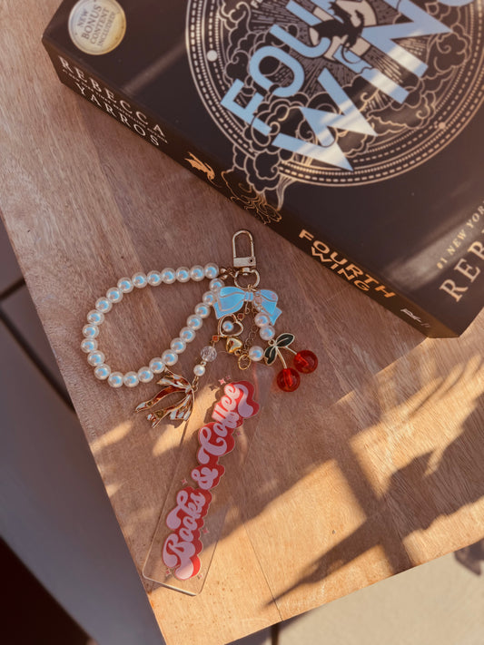 BBC-hand beaded+ books and coffee, retro cherries