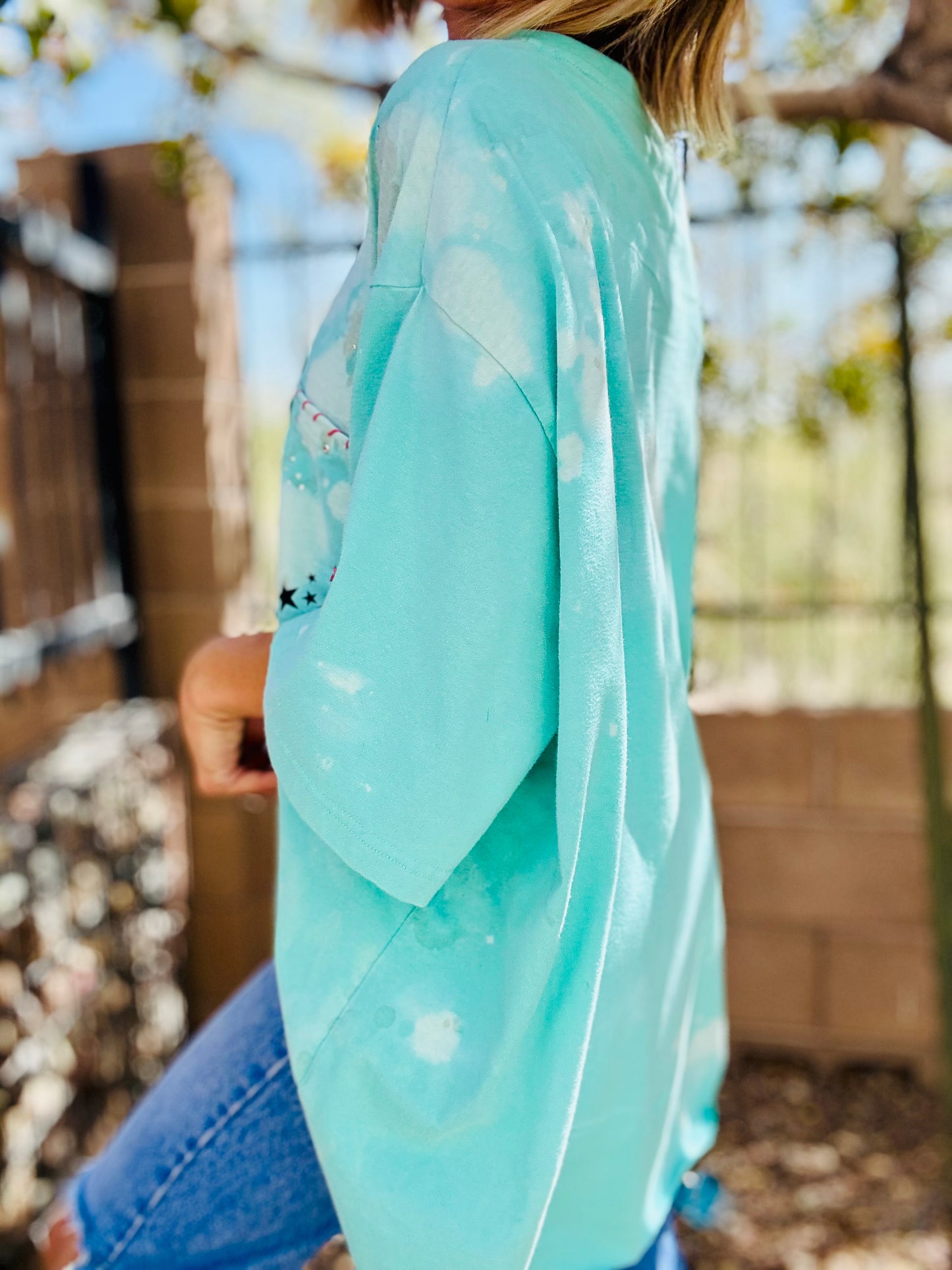 MD- Teal blue ghostie +HUSBAND POCKET SHIRT -4XL bottom seem cut off