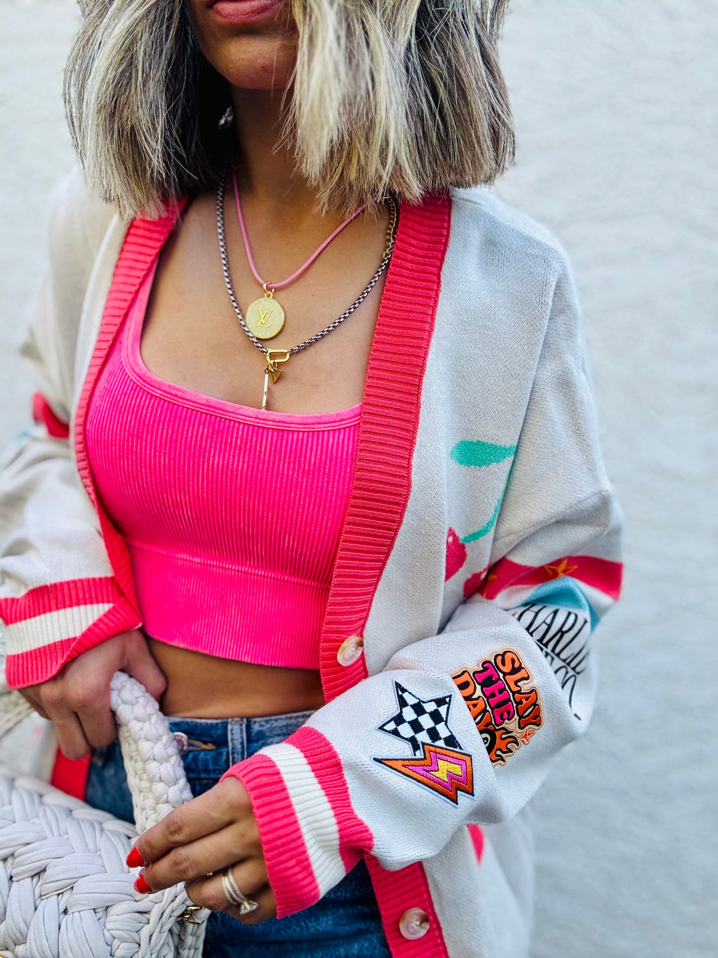 BBH-CHERRY BOMBER CARDIGAN +slay the day -CM CO. babes