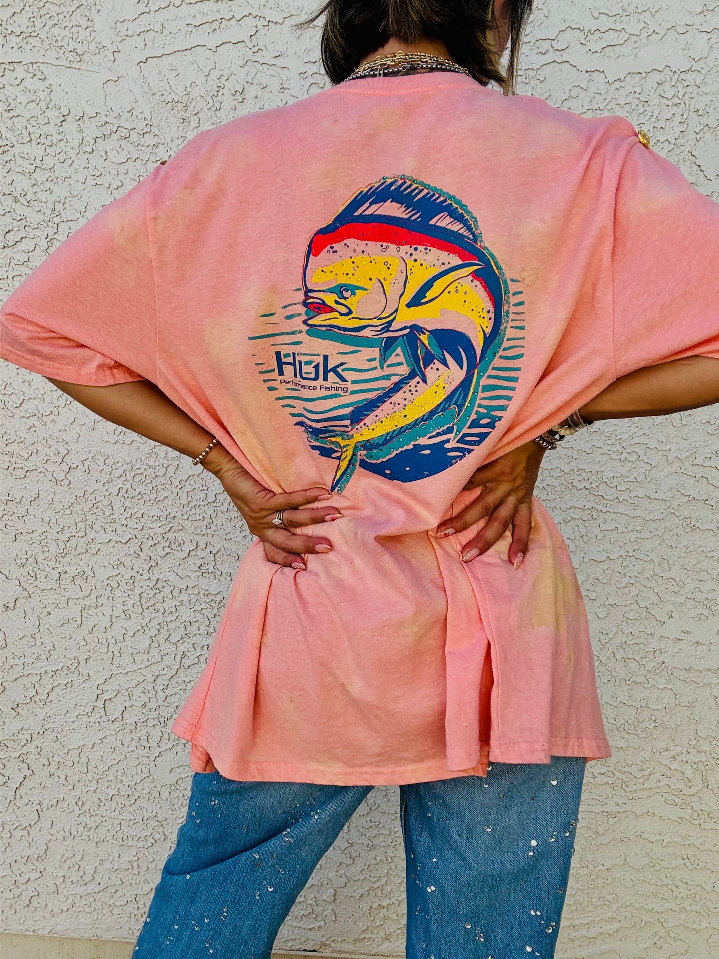 HD-PINK FISH BABE- DAD KIMONO TEE MENS LARGE