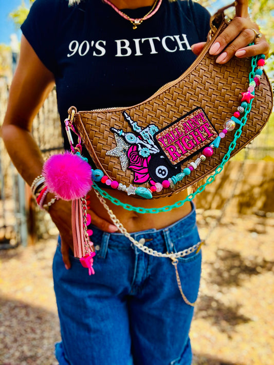 CC-  Yall ain’t right neon + Braided modern Shoulder Bag￼ *THE SAMANTHA** 2 straps