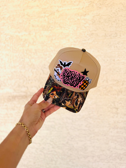 BOO-SPOOKY BABE GHOSTIE 7-vintage CAMO canvas snapback