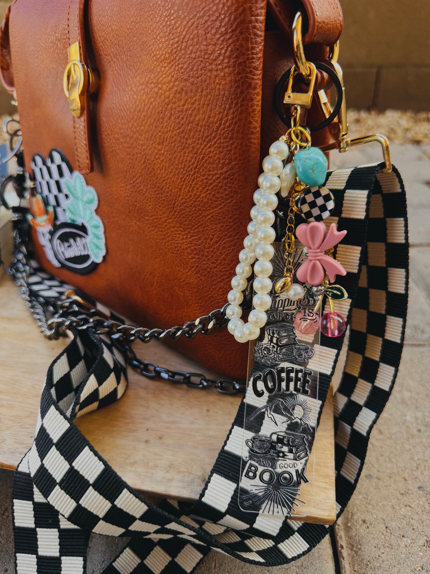 BBC-happiness is a cup of coffee and a good book+ pink bow hand beaded