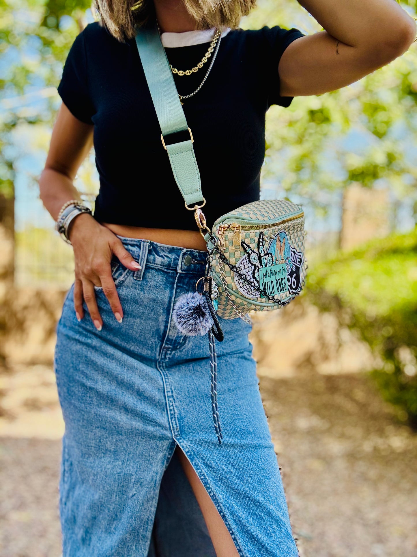 DM2-thing for the wild ones+ PHOENIX BAG limited edition teal and crème checkered