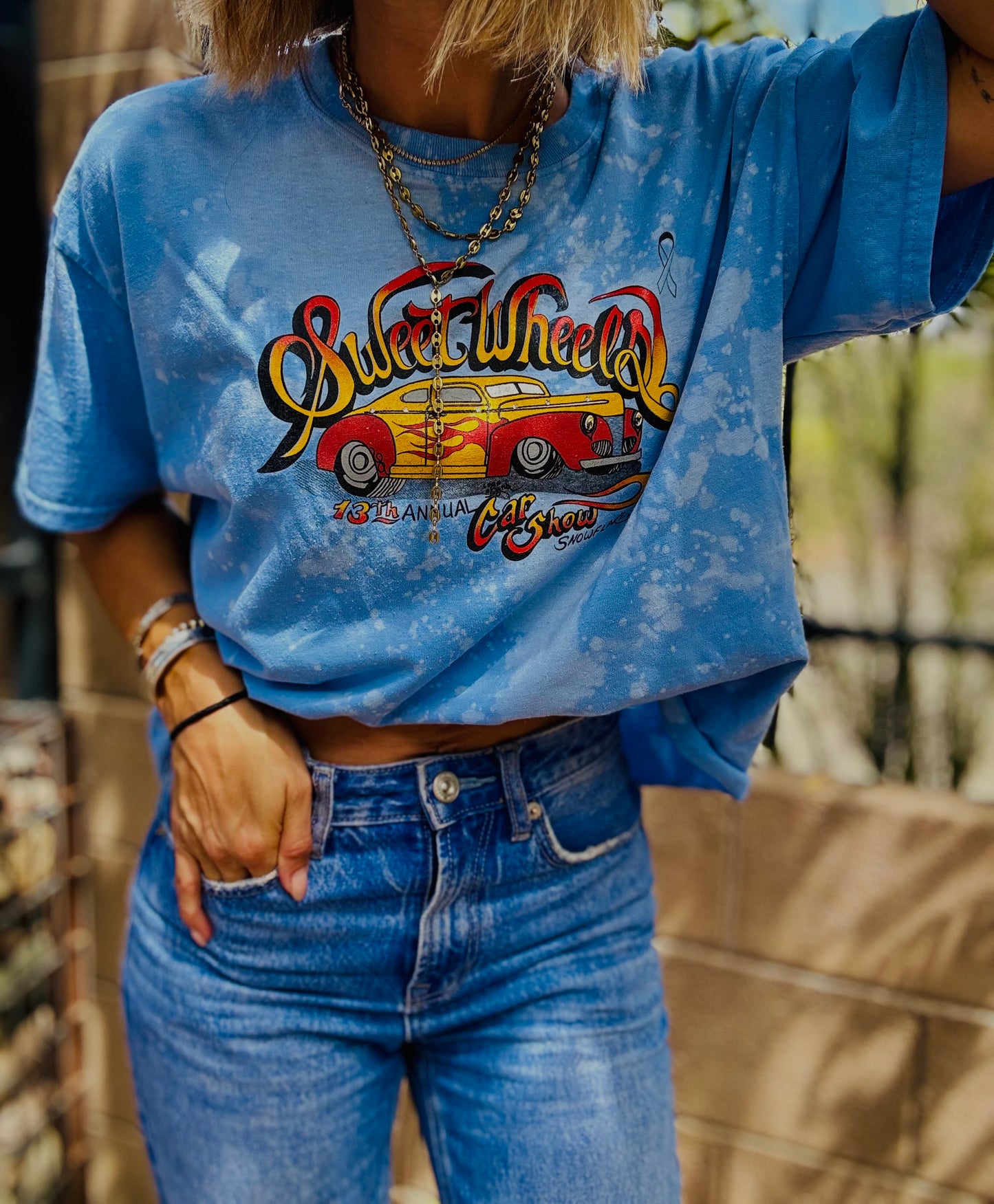 TEE-hot rod, baddie- DAD TEE LARGE CUT SEEM BOTTOM