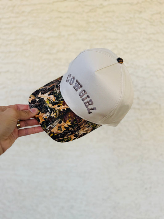 VT- Cowgirl crème Premium Camo vintage SnapBack