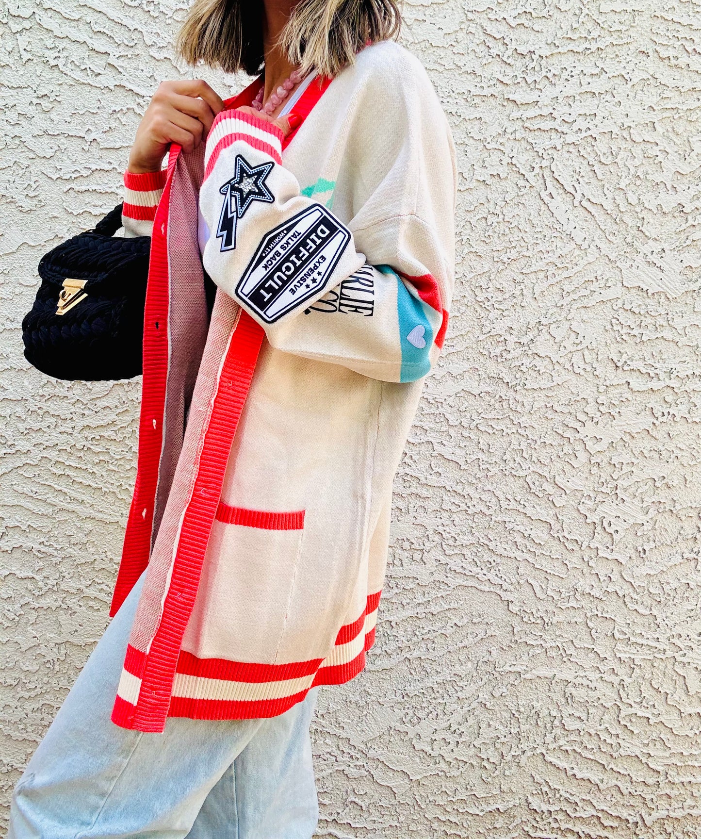 BBH-CHERRY BOMBER CARDIGAN + expensive, difficult talks back,  +￼ CM CO. babes