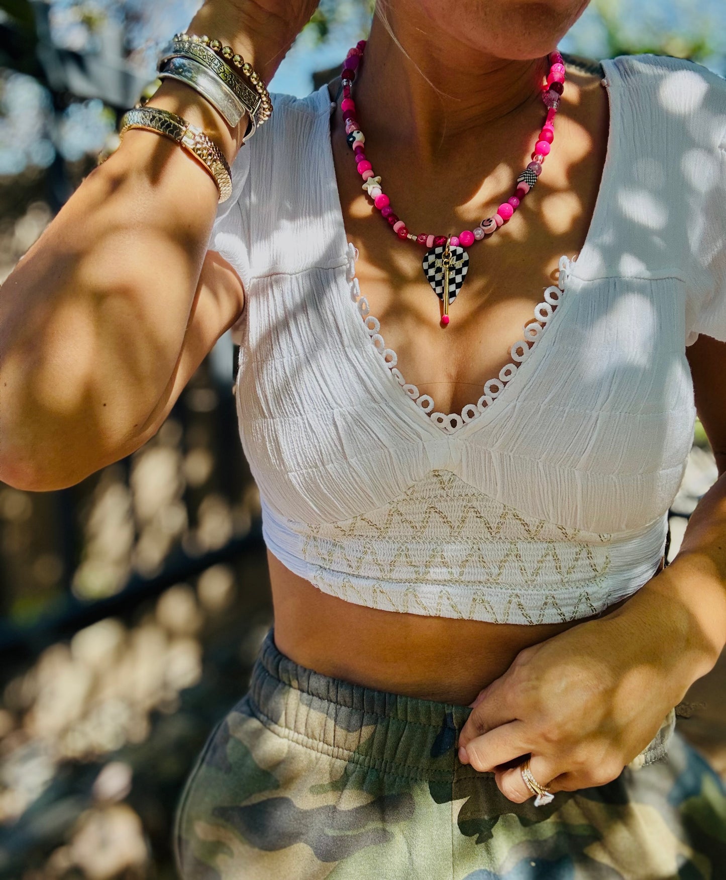 NC- match and fend pick  +Handmade chunky beaded necklace