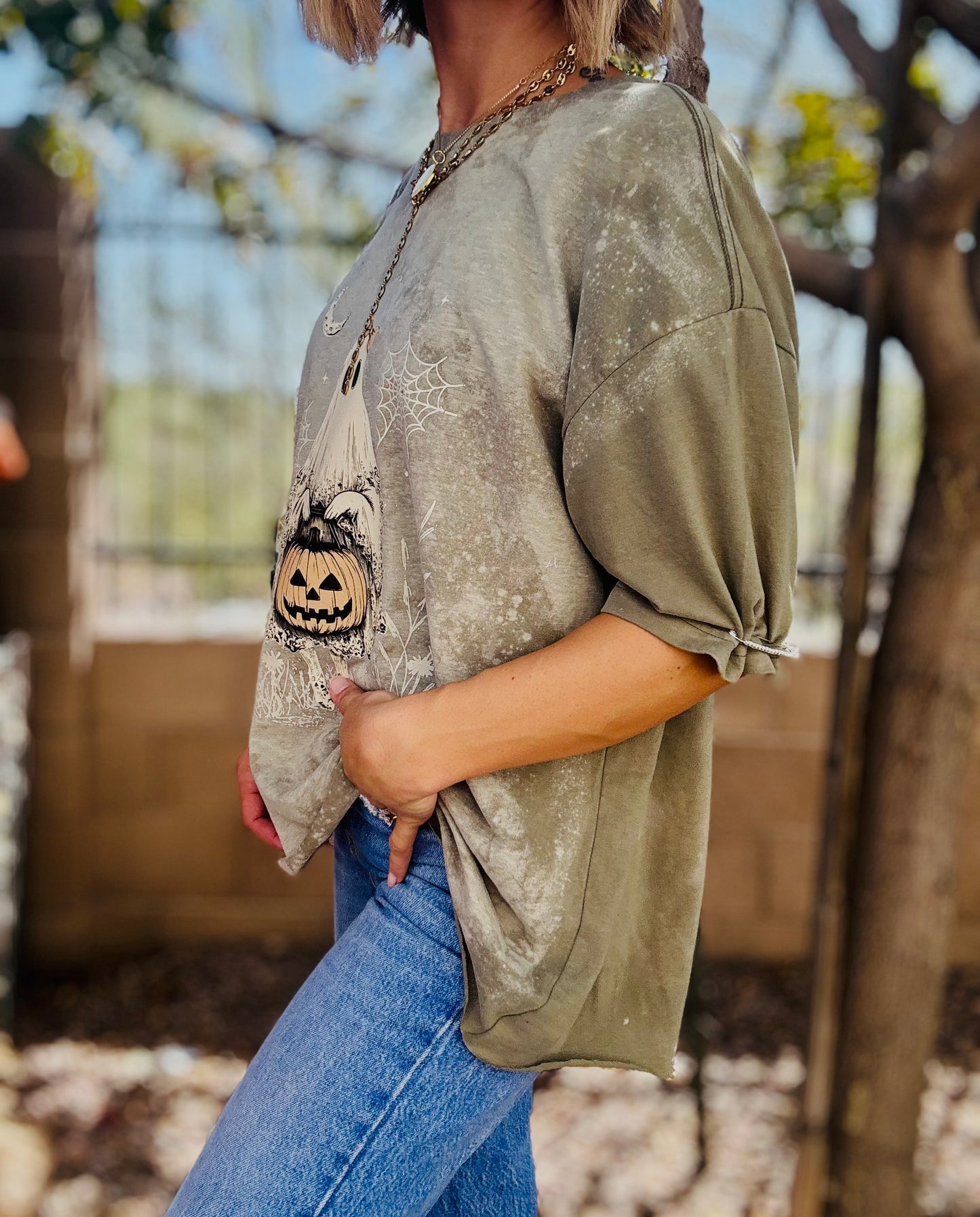 MD-vintage sweet ghost - DAD TEE XL LOOSE OPEN BACK CUT