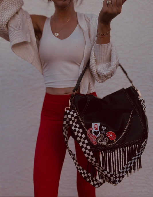 FF- forever a queen + Authentic Upcycled button* - crossbody strap included** The Jerome**