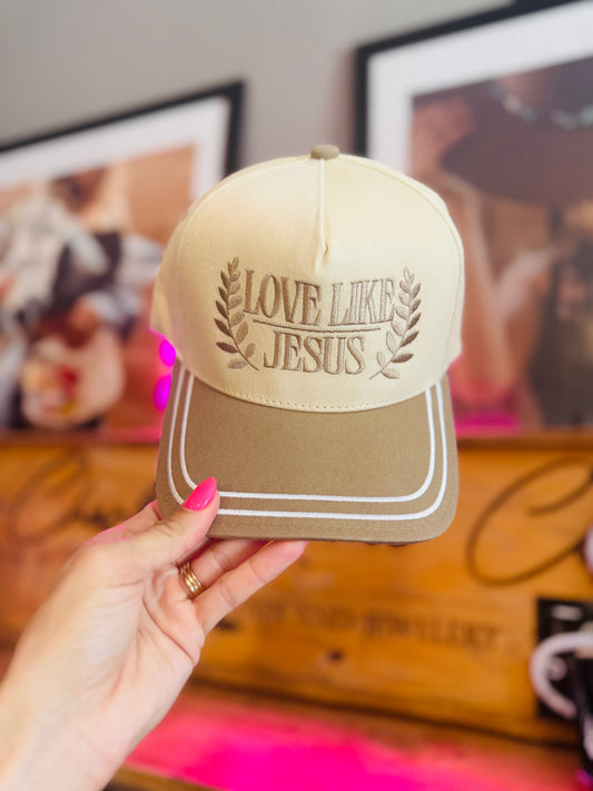 CT-love like Jesus * two tone canvas premium embroidery bill design SNAPBACK TRUCKER
