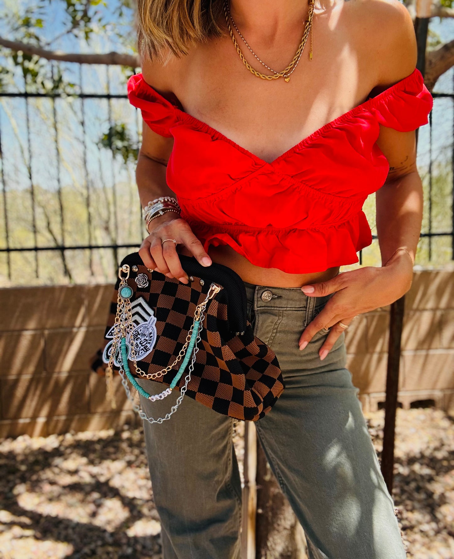 SCC- DAY YOU DESERVE CHECKERED +** LIZZIE KISS CLUTCH￼**