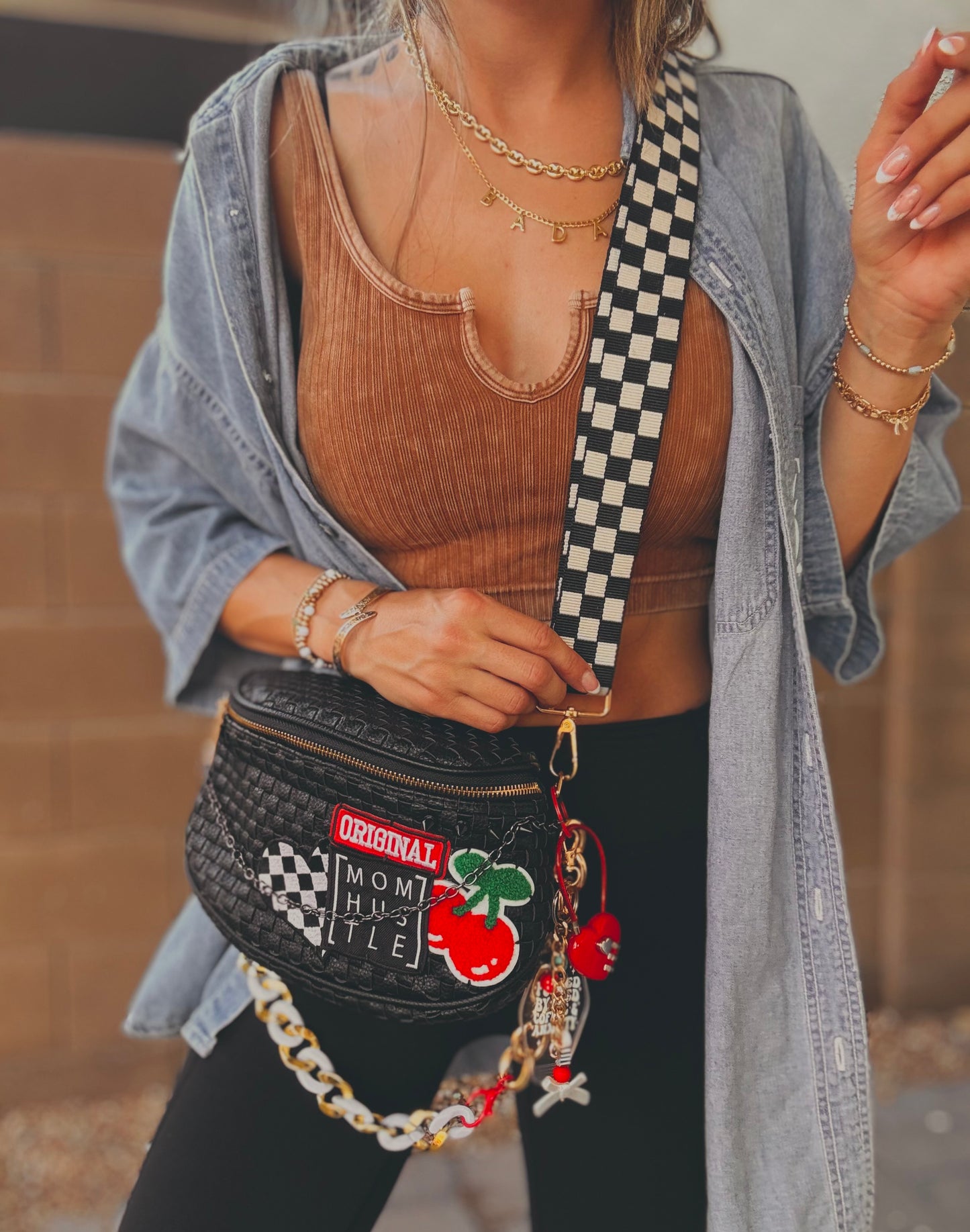 FC-original momhustle + upgraded checkered strap OG+PHOENIX BAG