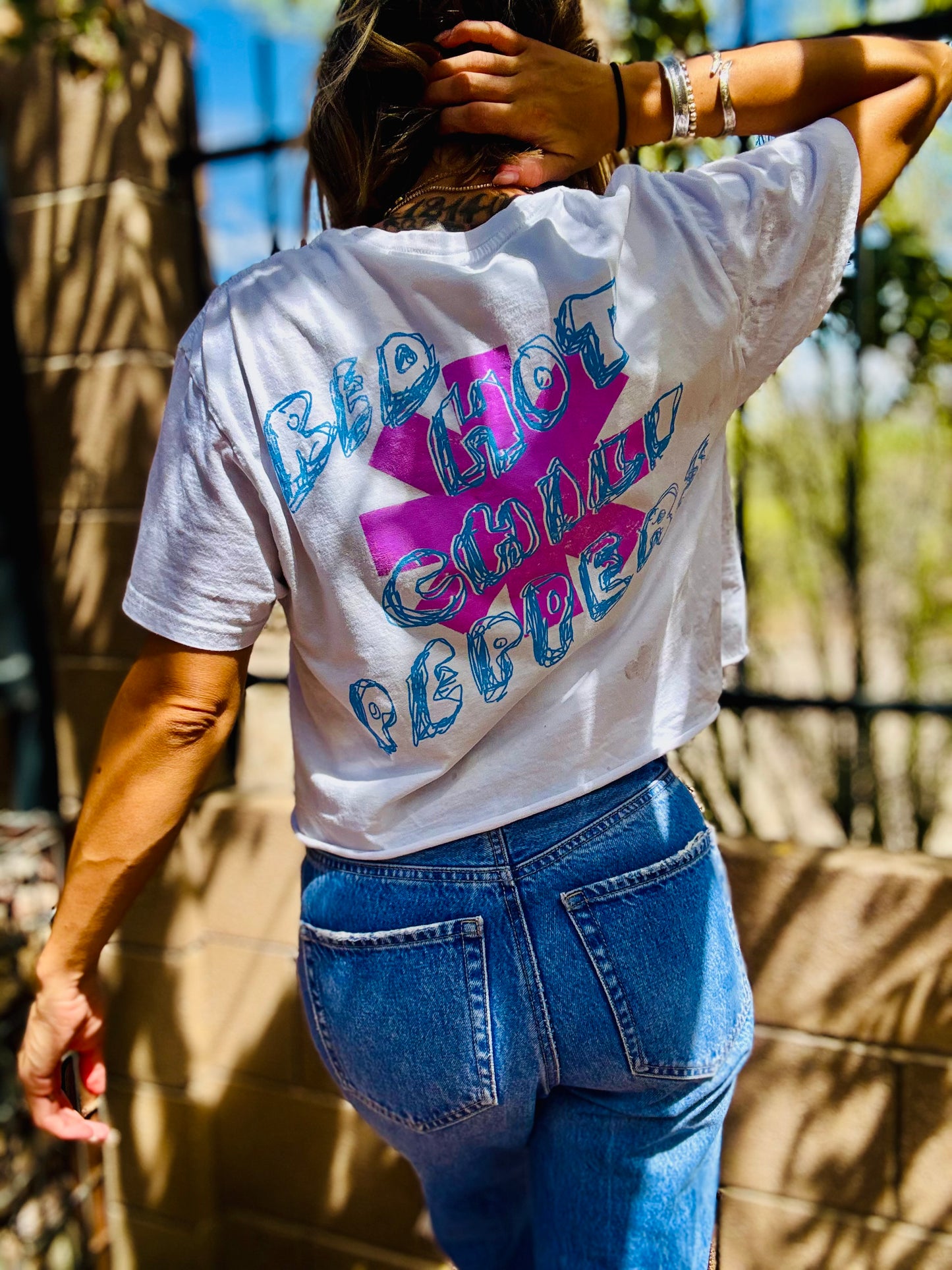 TEE-dirty chili band, babe- DAD TEE SMALL cut crop