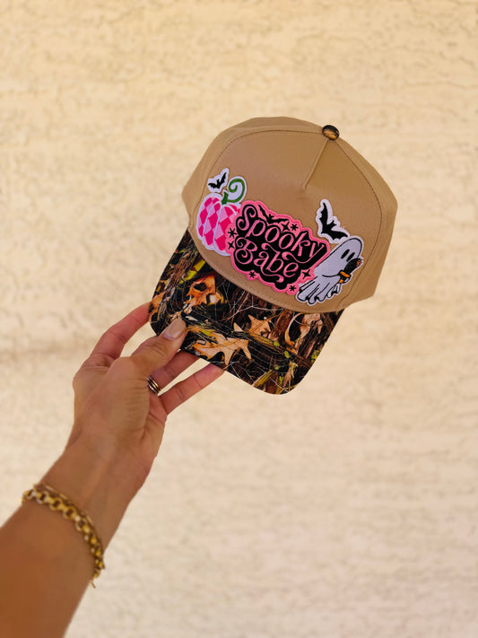 BOO-SPOOKY BABE GHOSTIE 12-vintage CAMO canvas snapback