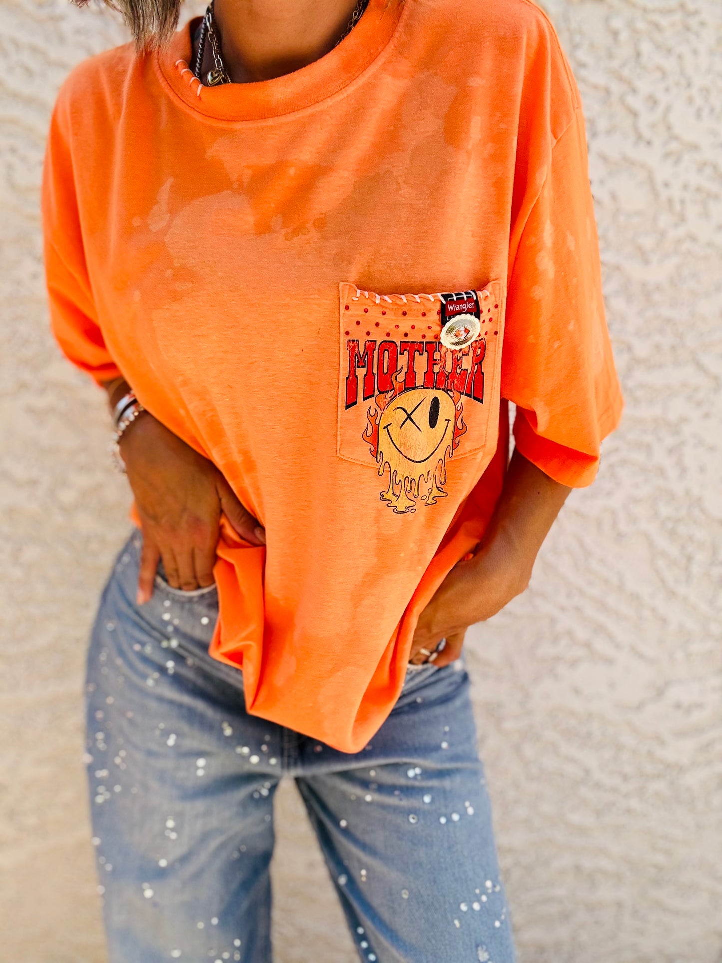 TEE- mother Orange  HUSBAND POCKET SHIRT - MENS XL CUT