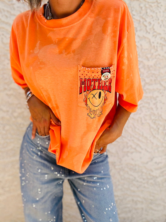TEE- mother Orange  HUSBAND POCKET SHIRT - MENS XL CUT