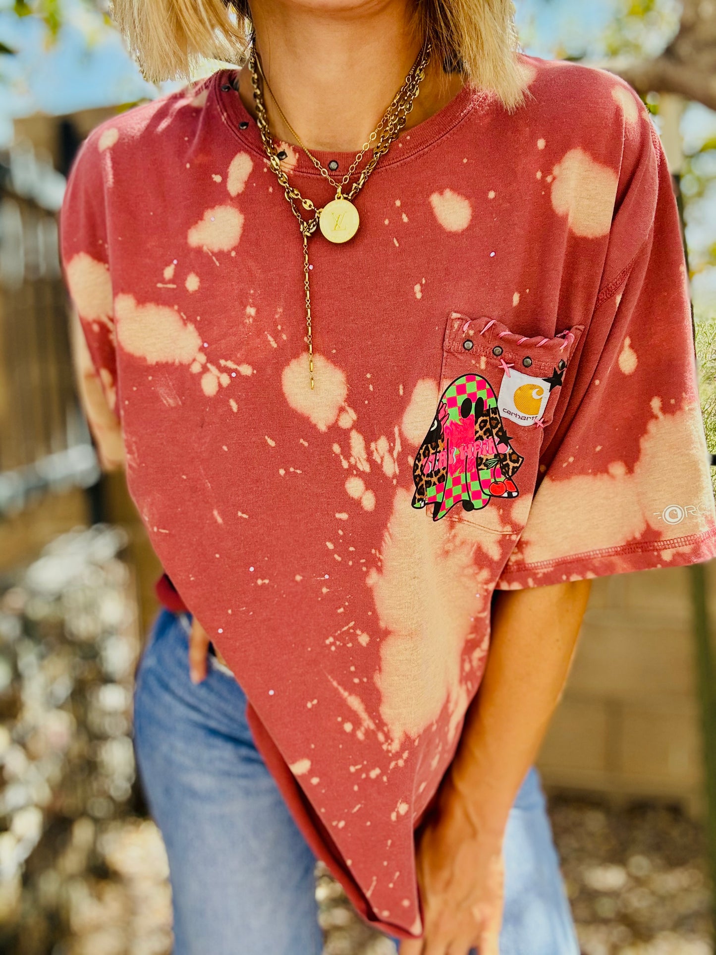 MD- stay weird ghostie mauve +HUSBAND POCKET SHIRT XL