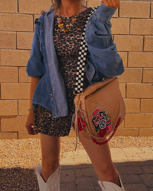 LF- original red band, babe tic-tac-toe + Cream/tan bag*CHANDLER BAG**